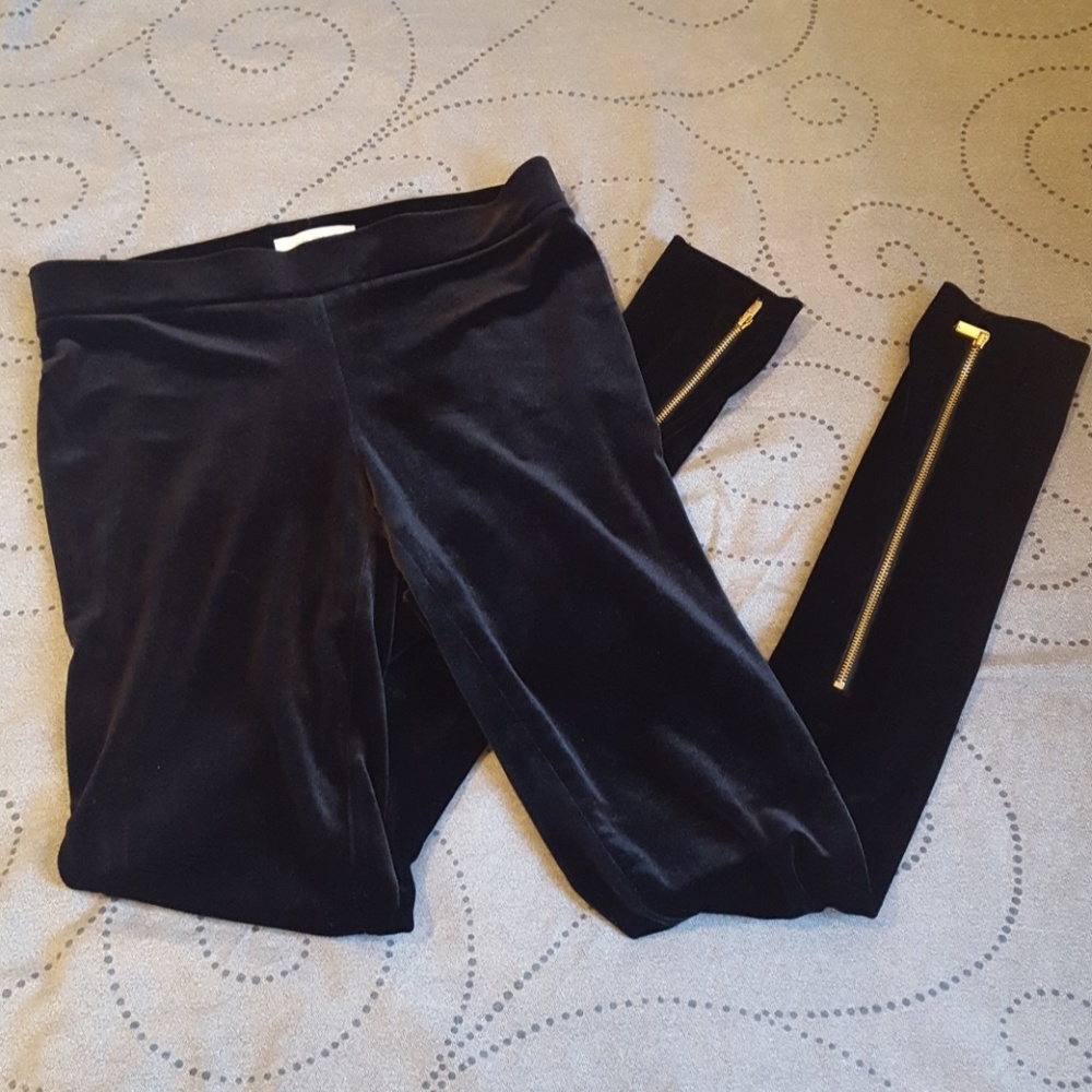Velvet leggings black w zipper detail XS